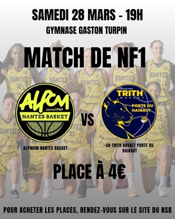 Assistez au match NF1 ALPCM-TRITH à 4€ le 28/03/2026